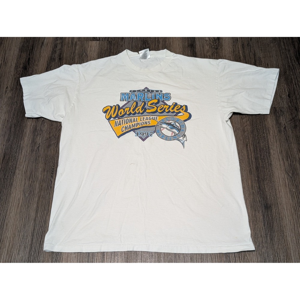 Vintage 1997 Florida Marlins World Series Champions T-Shirt XL Oneita READ‎